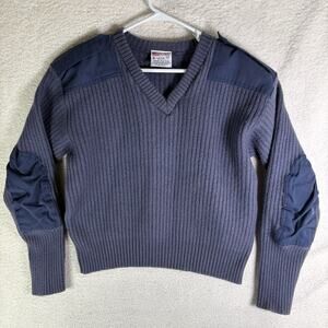 Vintage Commando Wool Sweater Mens 2XL Blue Jack Young Military Combat Pads READ